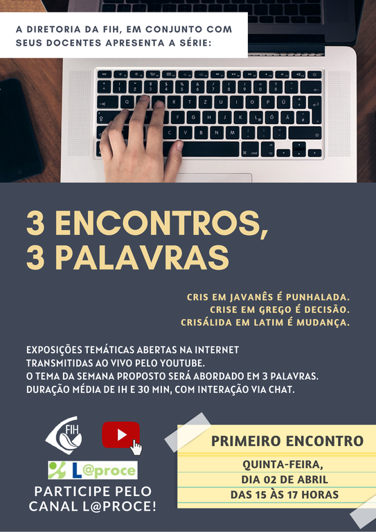 Cartaz evento 3 encontros, 3 palavras - FIH/UFVJM