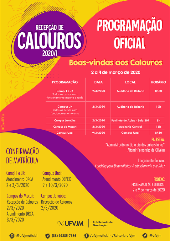Cartaz Recepção de Calouros 2020/1