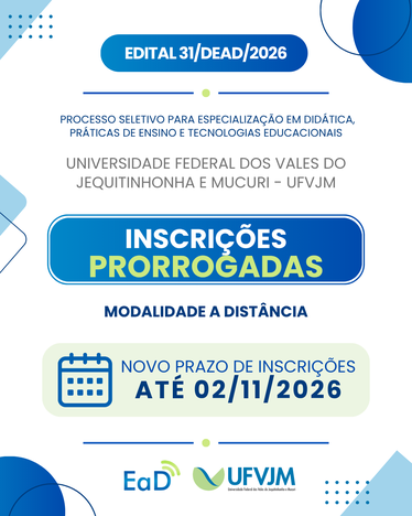 Cartaz de divulgação do curso de Especialização em Didática, Práticas de Ensino e Tecnologias Educacionais